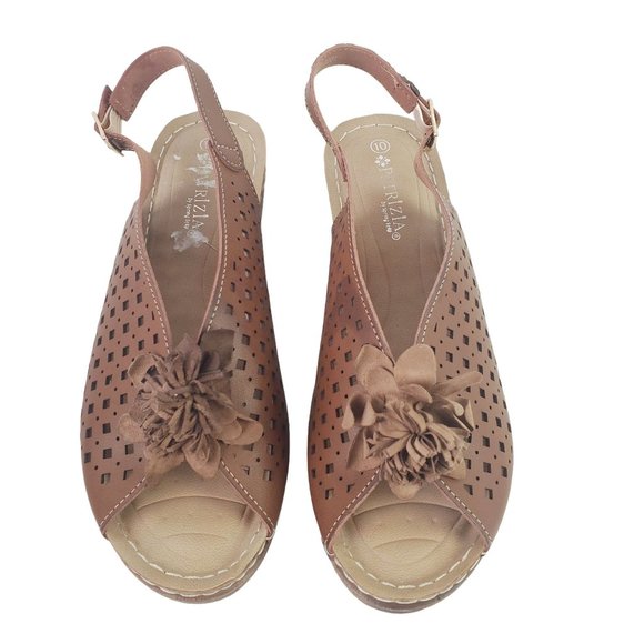 Patrizia by Spring Step, Ollevo Brown, Open Toe Sling Back Heeled Sandal, Sz 10 - Picture 5 of 8